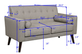 Modern Collection Upholstered Linen loveseat with Wood Legs and Two Button