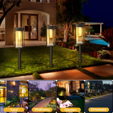 Solar Pathway Lights for Outside, 4 Pack Solar Garden Lights Outdoor