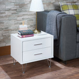 Deoss Wooden Rectangular 2-Drawer Nightstand with V Shaped Legs