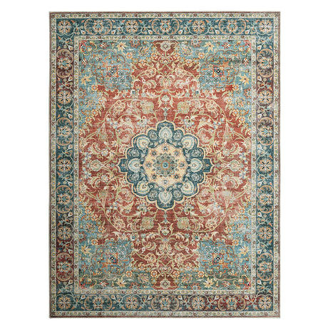 10x14 Vintage Area Rug for Living Room Bedroom, Large Boho Floor Carpet with Non