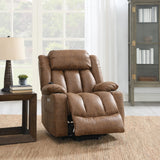 Omarion Faux Leather Power Recliner with Lift/Heating and Massage in Brown