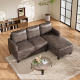 72 inch L Shaped Couches, 3 Seater Sectional Sofa with Chaise Lounge