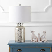 1063A Emilia 24.5" Trellis Pattern Glass LED Table Lamp Contemporary Transitional Bedside
