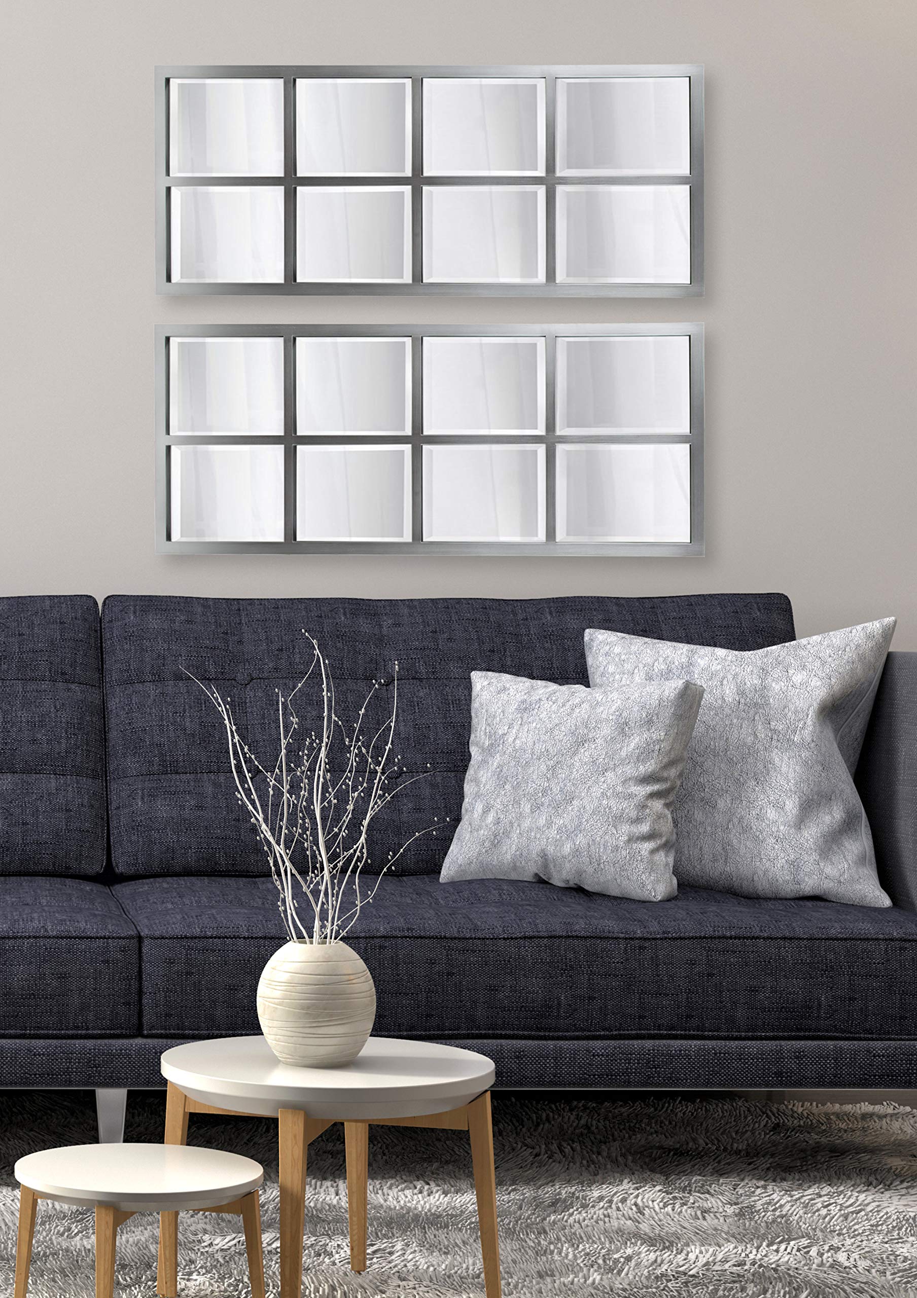 Windowpane Framed 8-Pane Wall Accent Mirror