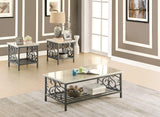 Keystone 3-Piece Faux Marble Occasional Table Set, White