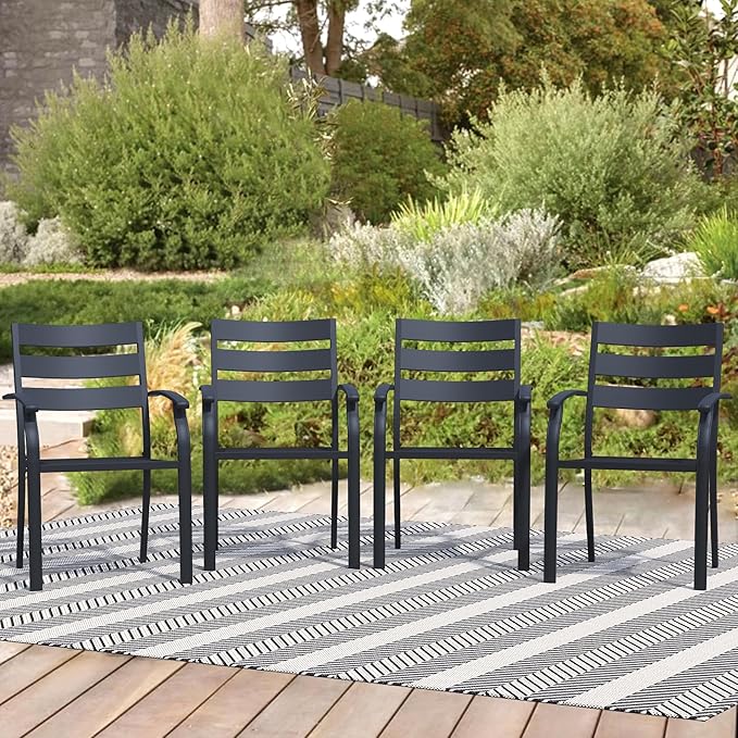 Outdoor Chairs Set of 6, Patio Dining Chairs with Armrest