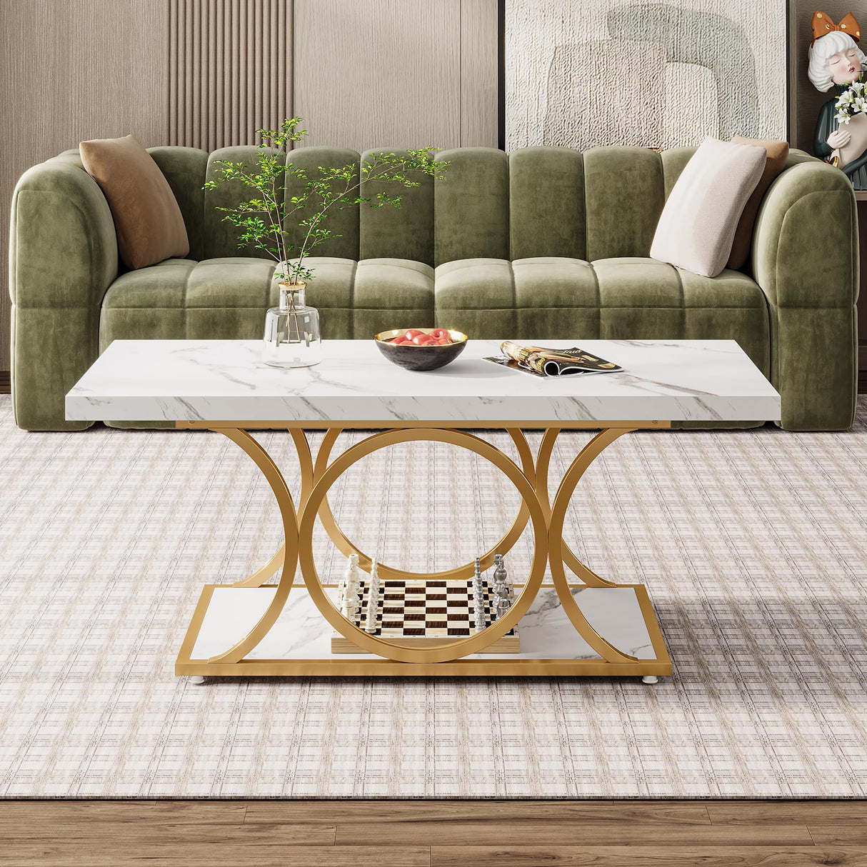 Rectangle Coffee Table, 47.24-inch Modern Coffee Tables for Living Room