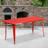 Commercial Grade 31.5" x 63" Rectangular Black Metal Indoor-Outdoor Table