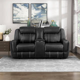 Modern Double Reclining Loveseat, Faux Leather Recliner Loveseat With Headrest