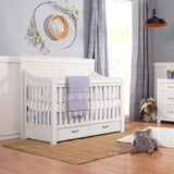 Wesley Farmhouse 4-in-1 Convertible Storage Crib in Heirloom White