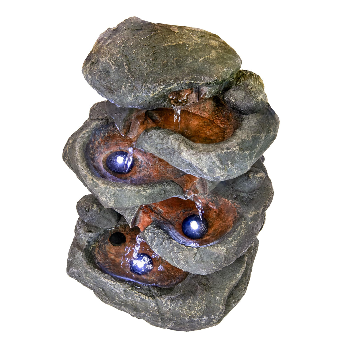 Stone Falls 15-Inch 6-Tier Tabletop Water Fountain with LED Lights - Electric