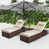 Outdoor PE Wicker Patio Lounge Chairs Set of 2, Outside Rattan Pool Lounge Chair
