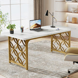 63-inch Executive Desk, Modern Office Desk with Strong Metal Frame