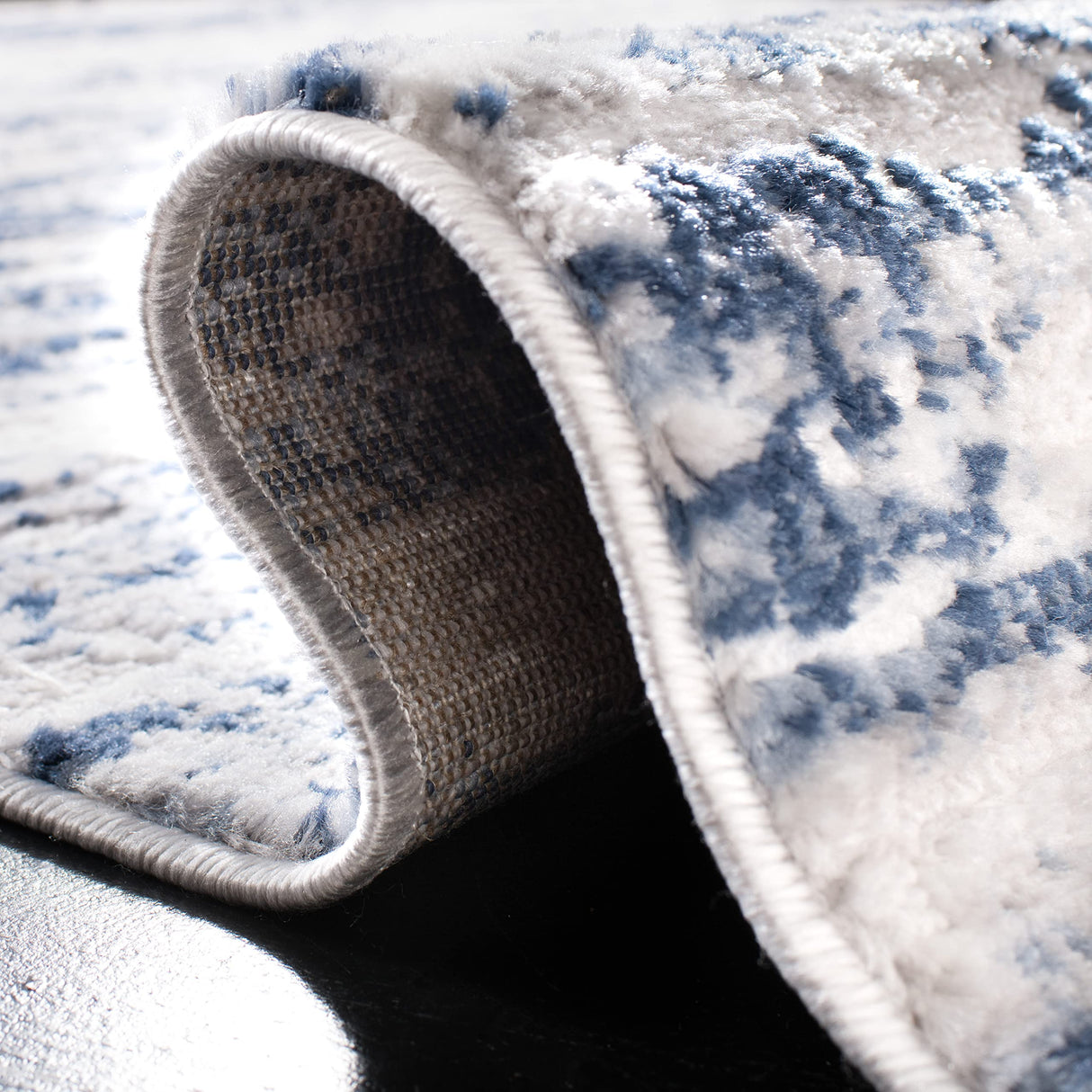 Amelia Collection Area Rug - 8' x 10', Grey & Navy, Modern Abstract Design