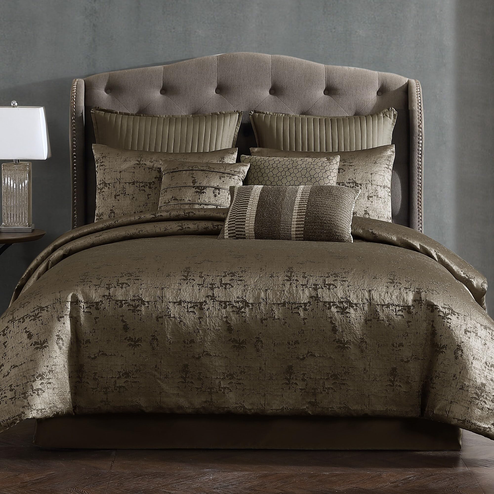 Dobbins Gold Comforter Set, Gold, King, 10 Piece Set