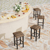 Outdoor Bar Stools Set of 4, 26” Wicker Seat Counter Height Backless Barstools