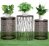 3 Metal Side End Tables Nightstand, Nesting Round Coffee Table for Indoor Outdoor