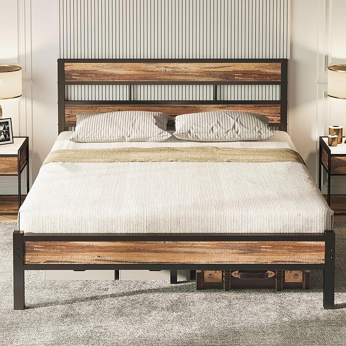 King Bed Frame and Headboard, Easy Assembly, Noise-Free, No Box Spring Needed