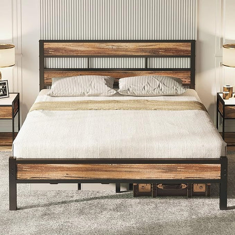 King Bed Frame and Headboard, Easy Assembly, Noise-Free, No Box Spring Needed