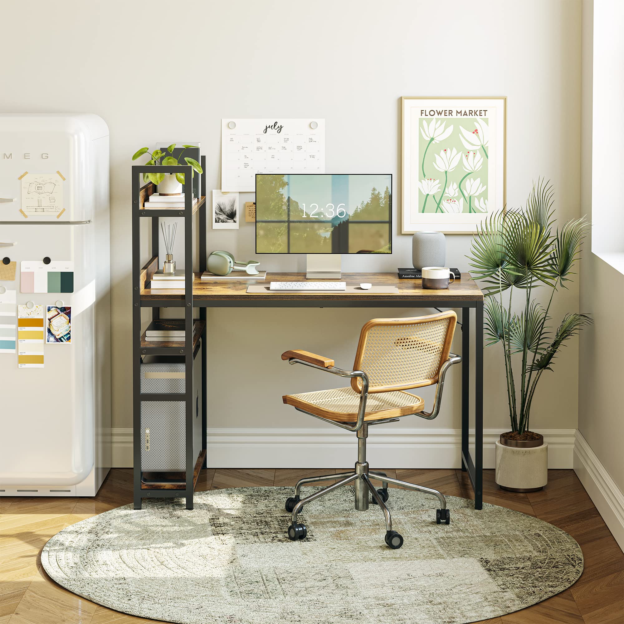 Computer Desk 40 inch with Storage Shelves Study Writing Table for Home Office