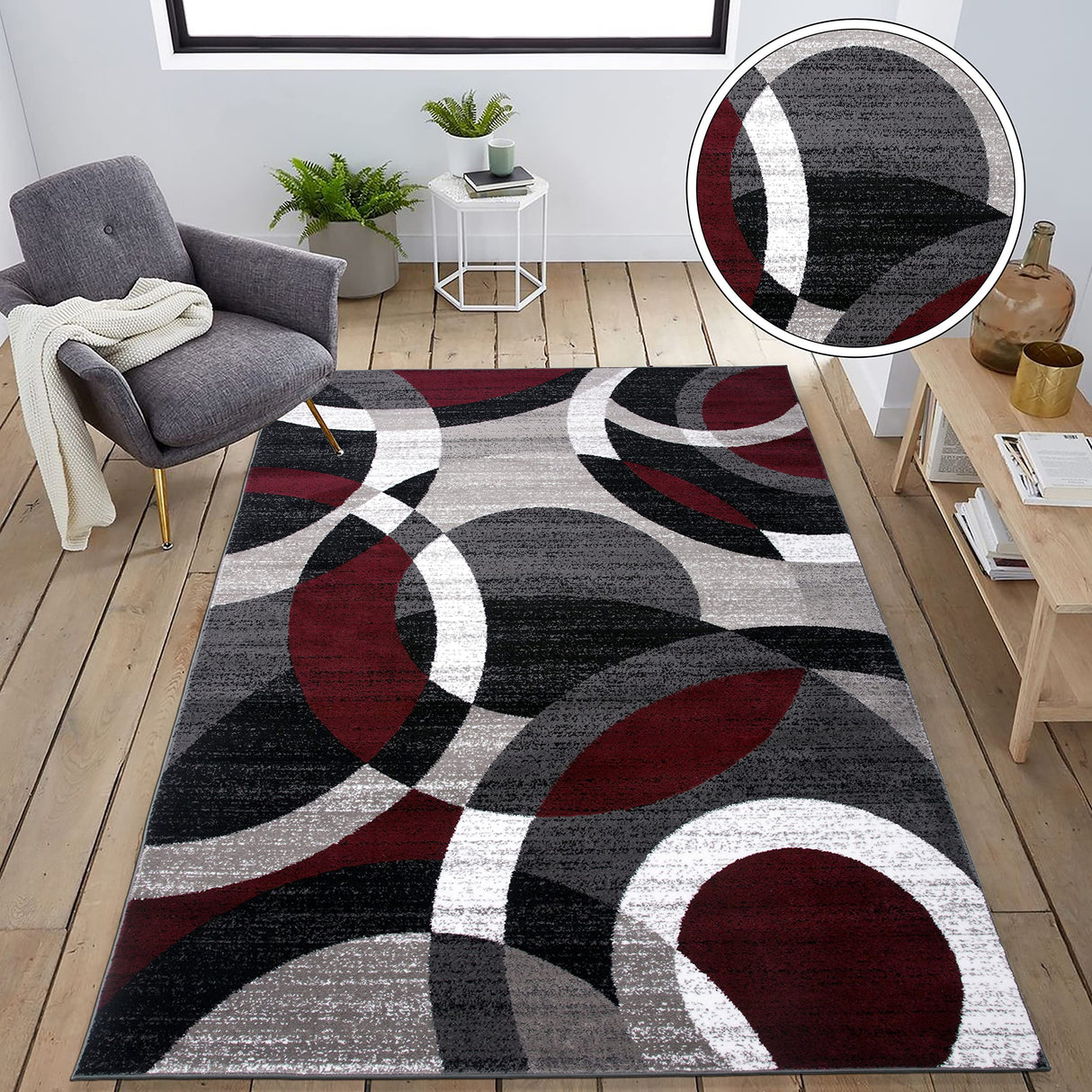 Contemporary Abstract Circles Perfect for high traffic areas of your Living Room,Bedroom,