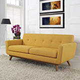 Engage Mid-Century Modern Upholstered Fabric Loveseat in Citrus