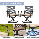 Patio Swivel Rocker Furniture Metal Outdoor Dining Chairs with Cushion Set