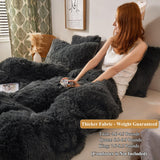Plush Shaggy Duvet Cover Set, Luxury Ultra Soft Crystal Velvet Fluffy Bedding Sets 3 Pieces