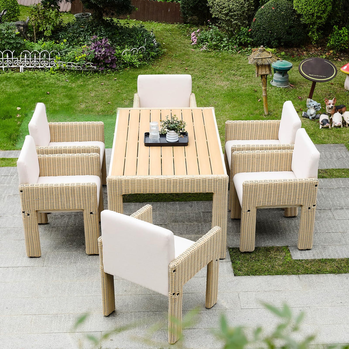 Modern Patio Dining Set of 4, 5 Piece Outdoor Dining Set with Soft Seat Cushion