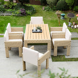 Modern Patio Dining Set of 4, 5 Piece Outdoor Dining Set with Soft Seat Cushion