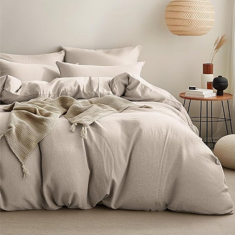 100% Jersey Knit Cotton Duvet Cover, Ultra Soft T-Shirt Cotton Comforter Cover King Size, Zipper Closure, 1 Duvet Cover 104x90 Inches and 2 Pillowcases (Dark Grey)