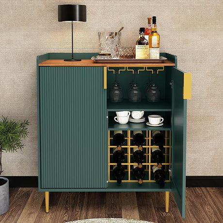 Sideboard Buffet Cabinet with Fluted Texture, Modern Coffee Bar Cabinet