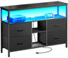 TV Stand Dresser with Power Outlets and LED Lights