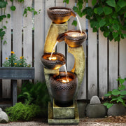 40” H Modern Outdoor Fountain - 4 Crocks Outdoor Garden Fountains