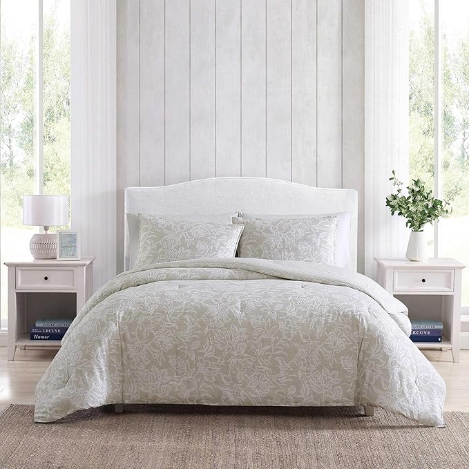 Comforter Set, Cotton Reversible Bedding Set, All Season Designer Home Décor (Tortola Blue, King)