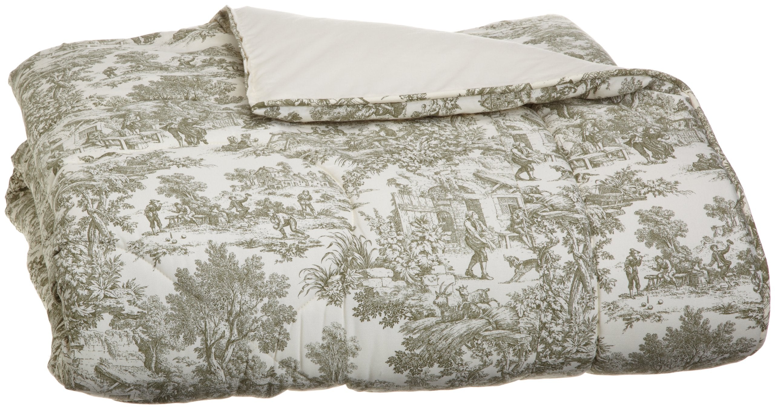 Victoria Park Toile Bed Comforter Full Size, Green