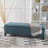 Mission Fabric Storage Ottoman, Dark Teal Dimensions: 19.25”D x 50.75”W x 16.25”H