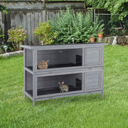 54" 2-Story Large Rabbit Hutch Bunny Cage Wooden Pet House Small Animal Habitat