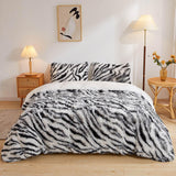 Luxury Zebra Print Faux Fur Duvet Cover Fluffy Bedding Set, Soft Velvet Plush Fuzzy