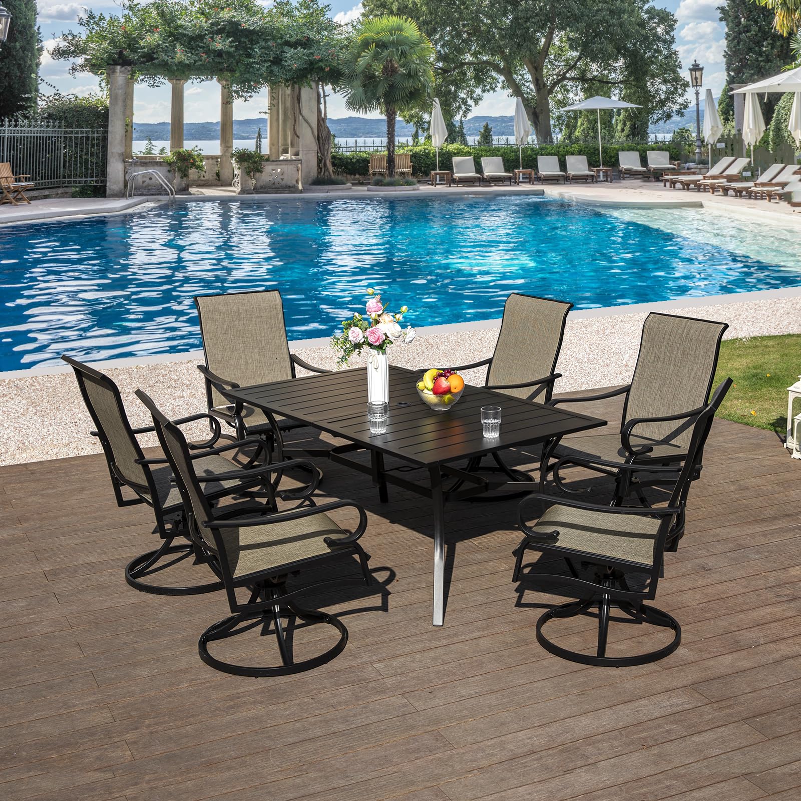 Swivel Chairs Set of 2 Patio Dining Rocker Chair, Outdoor Furniture
