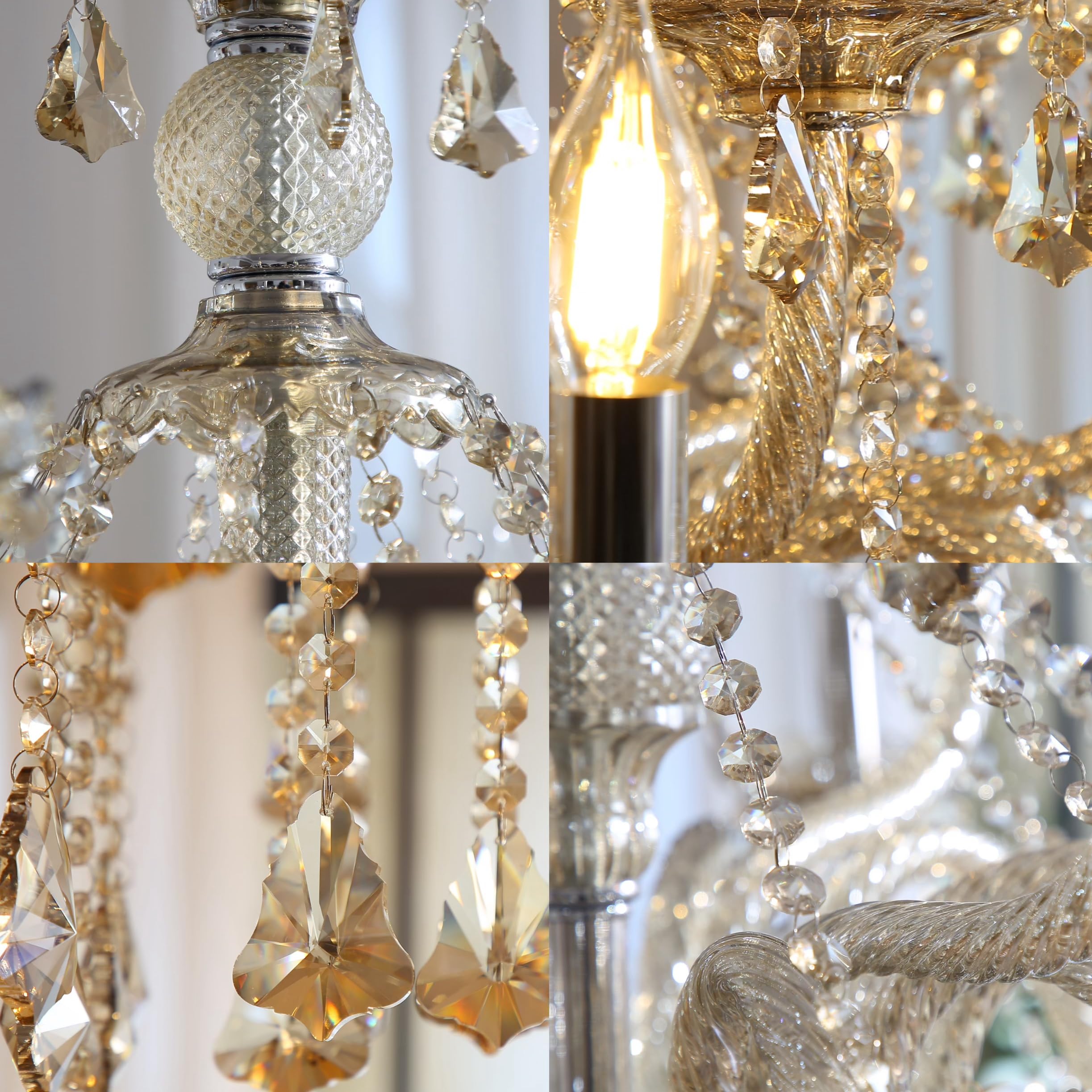 Cognac 18 Lights K9 Crystal Chandelier Modern Luxurious Light Candle Pendant Lamp