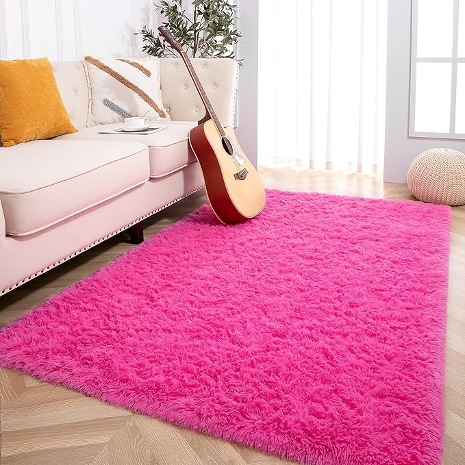 Large Area Rugs for Living Room Bedroom 6x9 Feet, Fluffy Kids Room Plush Shaggy