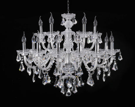 Clear 15 Lights K9 Crystal Chandelier Modern Luxurious Light Candle Pendant Lamp