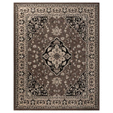 Superior Indoor Area Rug, Jute Backed, Traditional Oriental Medallion, Perfect for Hallway, Entryway, Living Room, Bedroom, Office, Kitchen, Glendale Collection, 8' x 10', Brown