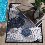 Indoor/Outdoor Rug, Navy Blue 6’x9’ Floral Exotic Tropical Area Rugs for Indoor and Outdoor