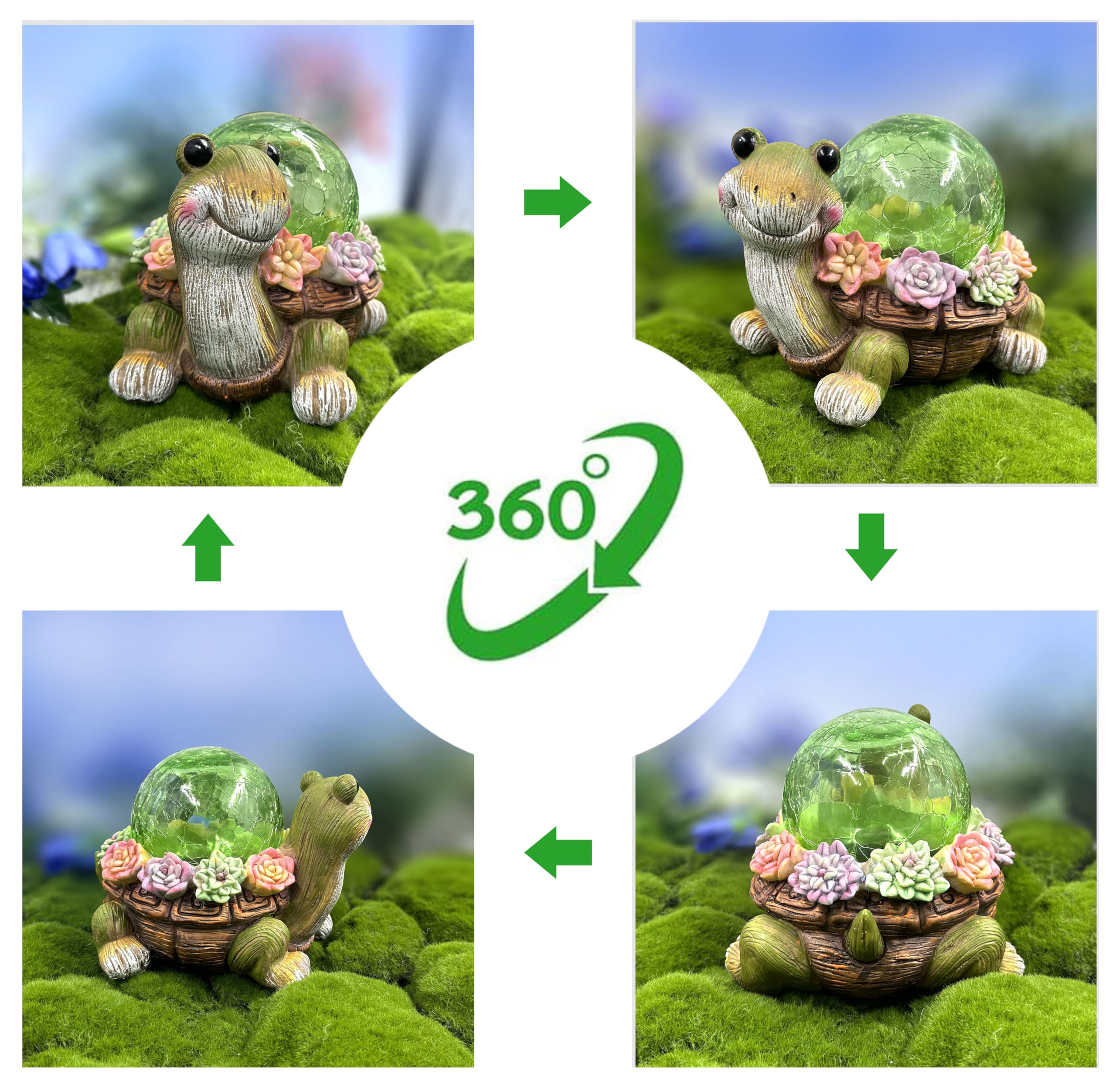 Solar Garden Statues Loving Turtle Garden Decor Lights for Outside