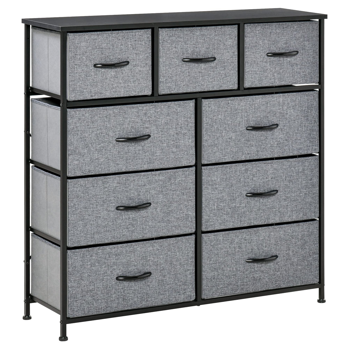 9 Drawers Storage Chest Dresser Organizer Unit w/Steel Frame, Wood Top, Easy Pull