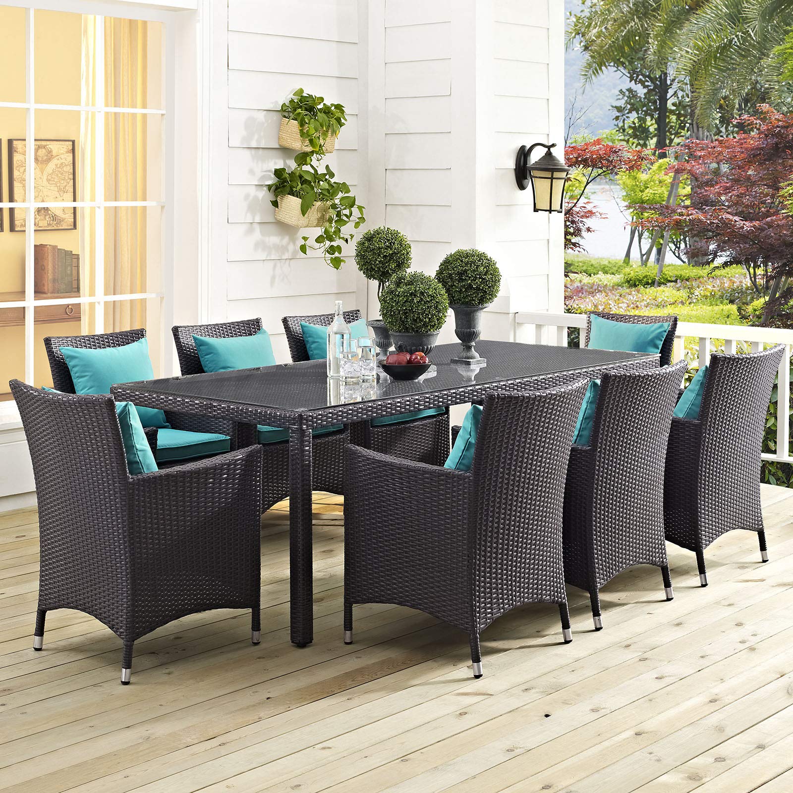 Convene Wicker 82.5 in. Patio Rectangle Dining Table