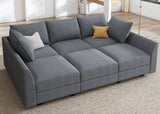 Modular Sectional Couch, Covertible L Shaped Couch with Storage Ottoman, 6 Seats