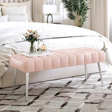 44.5” End of Bed Bench, Faux Leather Tufted Upholstered Bedroom